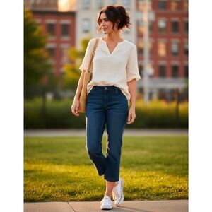 Talbots Women's Blue Jeans Flare Leg Dark Wash Size‎ 10 Classic Stretch 30x28